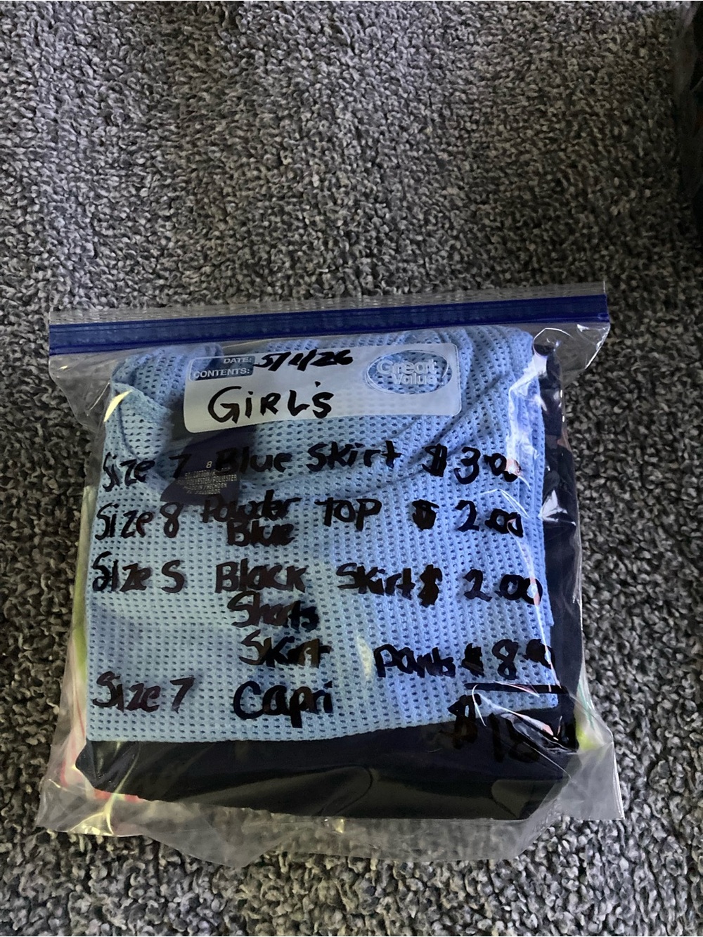 Girls Light Blue Knit Skirt Bundle